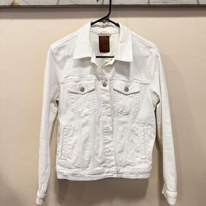 Women’s NWOT Gap White Denim Jacket Sz L 6 Pockets